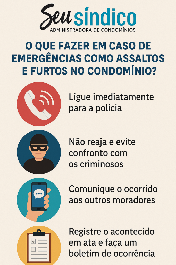 O que fazer em caso de emergências como assaltos e furtos no condomínio